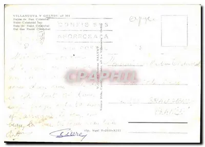 VILANOV A I LA GELFRÚ — Baía de Saint-Cristóbal — Editor V.C. Estil·lades — Verso