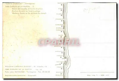 San Carlos de la Rapita — Rochas do porto ao fundo a praia — Edições Livraria Dassoy — Verso