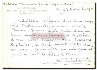 Grasse — Widok z Jardins du Parc Palace — Hôtel des Négociants Grasse — Rewers