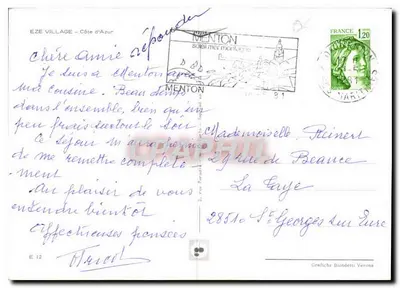 Wioska Eze — Côte d'Azur — wydawca Grafiche Blondetti Verona — Rewers