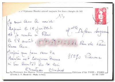 Moinho de vento na Provência — Éditions d'Art YVON — n° 10 00 7480 — Verso