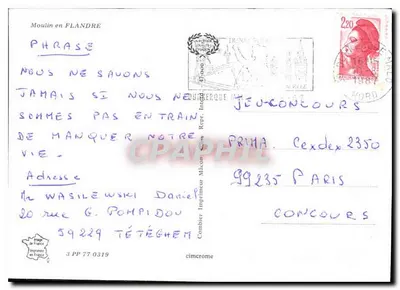 Moulin à vent en Flandre — éditeur Graphphil, n° de série non visible — Verso