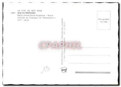 Anunciação — Igreja de Santa Maria Madalena — Sociedade Edições da França — Verso