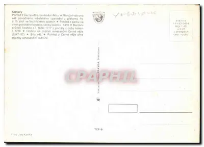 Klatovy — widok panoramiczny i zabytki — Nakladatelství Práva, seria TZP-B — Rewers