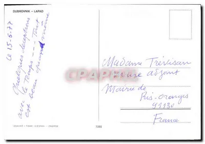 Dubrownik - Lapad — widok z powietrza plaży i portu — IZDAVAC I TISAK - ZAGREB, n°7292 — Rewers