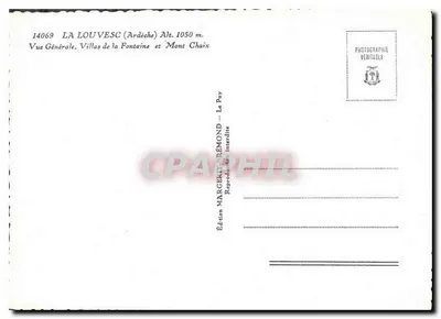 La Louvesc (Ardèche) — Vista General, Villas de la Fontaine y Mont Chaix — Edición Marguerite Rémond — Reverso