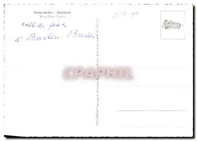 Sala gier w Baden-Baden — Sala gier w Spielbank — wydano przez A. Mauthe, Baden-Baden — Rewers