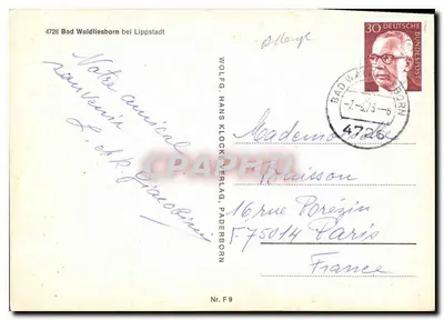 Bad Waldliesborn — widok panoramiczny z instalacji termalnych — Wolfg. Hans Klock Verlag, nr F 9 — Rewers
