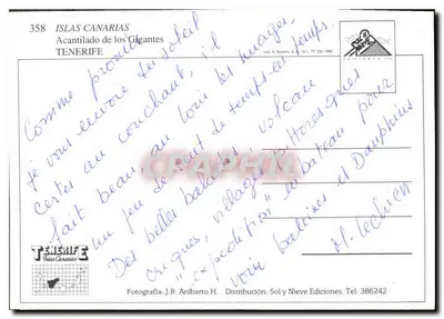 Acantilado de los Gigantes — Tenerife — Uitgever Sol y Nieve Ediciones, n° 358 — Achterkant