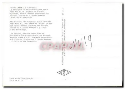 Lisieux — Pamiątka z Lisieux — Wydawnictwo CIM — Rewers