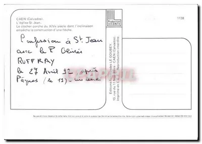 Caen — Kościół Świętego Jana — Wydawnictwo Normandzkie LECONTE n°1138 — Rewers