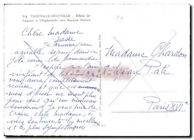 TROUVILLE-DEAUVILLE — Efeitos de Ondas na Esplanada das Rochas Negras — CAP — Verso