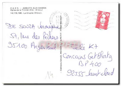 Caen — Abadia das Damas — Cripta da Igreja da Trindade (século XII) — Edições GAUD. MOISENAY le PETIT — Verso