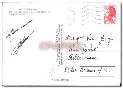 Honfleur — Stary port i typowe fasady quai Sainte-Catherine — Emy — Rewers