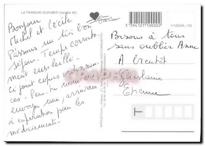 La Tranche-sur-Mer — Anker wyrzucony — Artaud Frères — Rewers