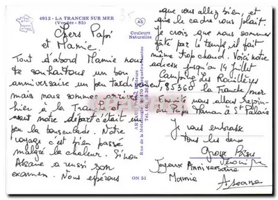 La Tranche sur Mer — Ogólny widok, Molo Grouin, Zatoka Belle Henriette, Rond Point du Maupas — wydawca ARAUD Frères — Rewers
