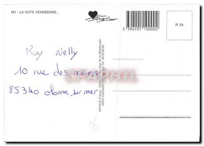 A Costa Vendéenne — vista de praia e floresta — editor ARTAUD Frères, n° 161 — Verso