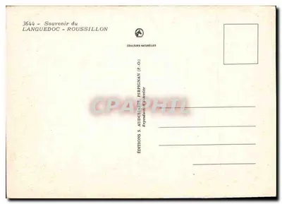 Turystyczna kartka pocztowa z Roussillon - Languedoc — Wydawnictwo S. Audureaues, Perpignan — Rewers