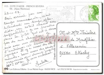 Costa do Azul — Riviera Francesa — Les Editions Gilletta, N° 013 — Verso