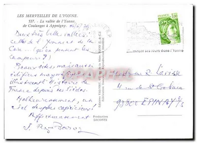 De vallei van de Yonne — De wonderen van de Yonne, n°537 — Uitgaven VALOIRE (L.&C.) — Achterkant