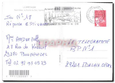 Carta postal ilustrada da Bretanha — editor Michelin, série 'Au cœur de la Bretagne' — n°18 — Verso