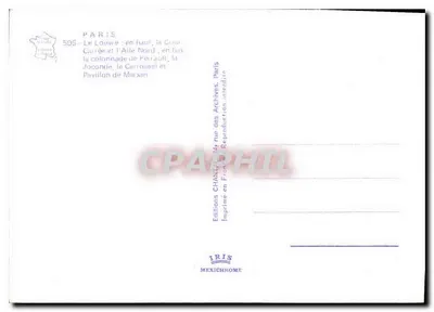 Pałac Louvre — widok panoramiczny — Wydawnictwo CHANTAL, Paryż — Rewers