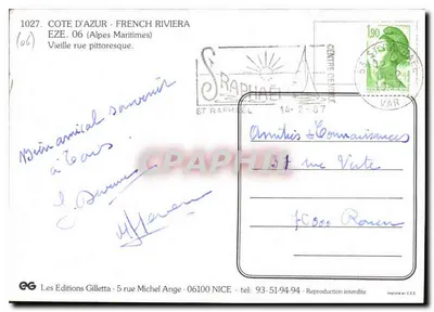 Eze - Stara piękna ulica — Côte d'Azur, Alpes-Maritimes — Wydawnictwo Gilletta — Rewers
