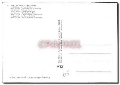 Nice - Castelo - Hotel Suisse - Torre Bellanda — Les Éditions GILLETTA, NICE — Verso