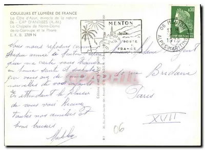Cap d'Antibes — Katedra Najświętszej Maryi Panny i wieża lornetkowa — Wydawnictwo Jean-Jaurès — Rewers