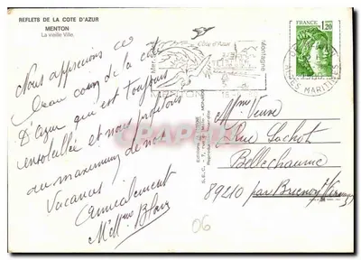 Menton — Vista de la vieja ciudad y la playa — Ediciones S.E.C. n° 06 — Reverso