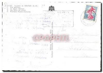Menton — ogólne widok, port, granica francusko-italijska — Wydawnictwo ADIA, NICE — Rewers