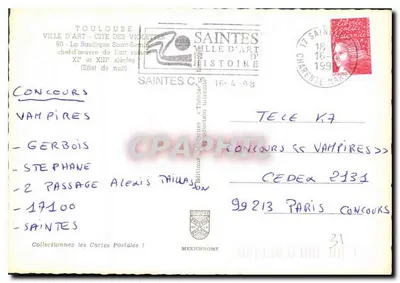 Saintes — Bazylika św. Saturnina — dzieło sztuki romańskiej z XI i XIII wieku — wydawca Mexichrome — Rewers