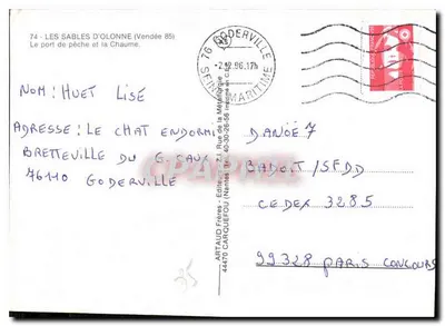 Les Sables-d'Olonne — Port rybacki i Chaume — Artaud Frères, Nantes — Rewers