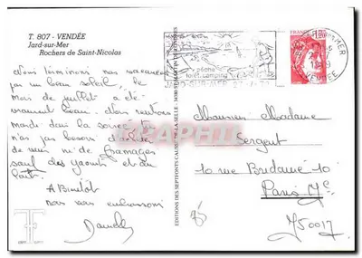 Rochers de Saint-Nicolas — Jard-sur-Mer, Vendée — Edições das Septfontaines — Verso