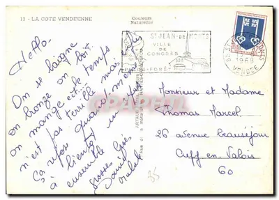 A Costa Vendéenne — Les Sables d'Olonne, Brétignolles-sur-Mer, L'Aiguillon-sur-Mer, Tranche-sur-Mer, St-Vincent-sur-Jard, Jard-sur-Mer — Editor: Couleurs Naturelles, n°12 — Verso