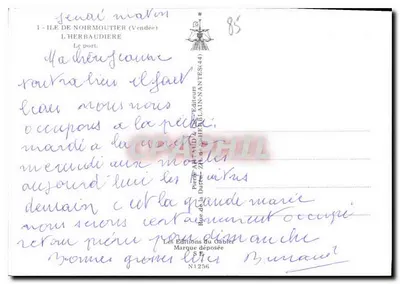 Port na Wyspie Noirmoutier — Widok portu — Wydawca Pierre Arnaud & Cie, Nantes — Rewers