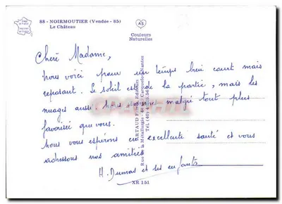 O Castelo de Noirmoutier — Vendée — editor AS — Verso