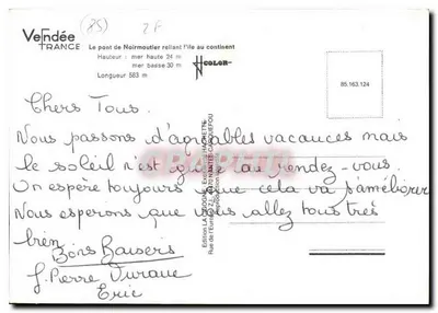 Puente de Noirmoutier — conecta la isla con el continente — editor La Cigogne — Reverso
