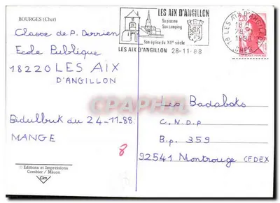Bourges — widok katedry i ogrodu — Wydawnictwo i Drukarstwo Combier — Rewers