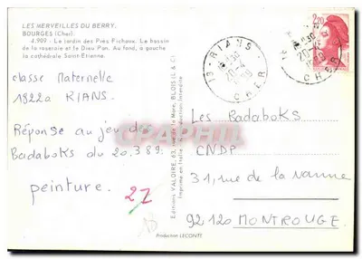 Jardim dos Prés Fichaux — Bourges (Cher) — Edições Valoire — Verso