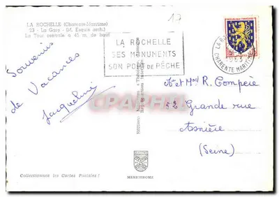 La Rochelle — A Estação e a Torre Central, com 45 m de altura — Edições Mélichrome — Verso