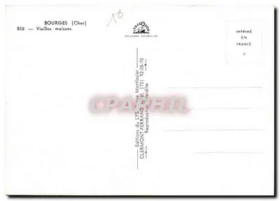 Bourges (Cher) — Stare domy — Éditions du LYS, Clermont-Ferrand — Rewers