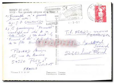 Ludres — Vista geral cériena e de Gâve — Éditions Aériennes Courrier Imp. Ludres — Verso