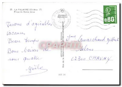 La Palmyre — Plaża Bonne-Anse — Artaud Éditions — Rewers