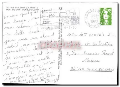 Porto de Saint Denis d'Oléron — vista do porto com iates — editor ARTAUD Frères, n° 342 — Verso