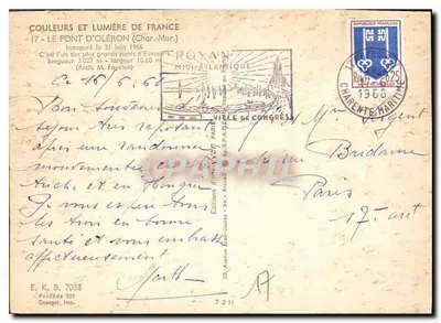 Ponte d'Oléron — Inaugurado em 21 de junho de 1966 — Éditions Jean-Jaurès — Verso