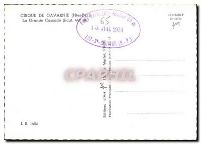 Cirque de Gavarnie — La Grande Cascade (alt. 442 m) — Éditions d'Art d'Art 15, rue Martel, Paris — Verso