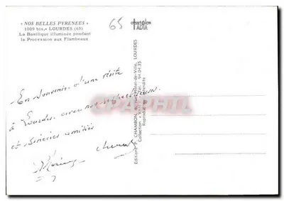 Bazylika w Lourdes — Procesja z latarniami — Wydawnictwo Yvan — Rewers