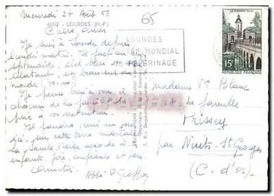 Lourdes — Comemoração do Centenário das Aparições 1858-1958 — Edição Jean — Verso