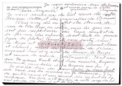 Saint-Georges-de-Didonne — vista de praia, pôr do sol, flores e moinho — editor ARNAUD Frères, N° 656 — Verso
